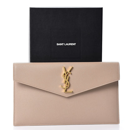 Saint Laurent Grain De Poudre Uptown Pouch Dark Beige 9 of 9