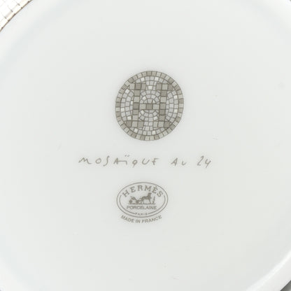 Hermes Porcelain Mosaique Au 24 Platine Tea Cup And Saucer Set Of 2 Platinum 8 of 12