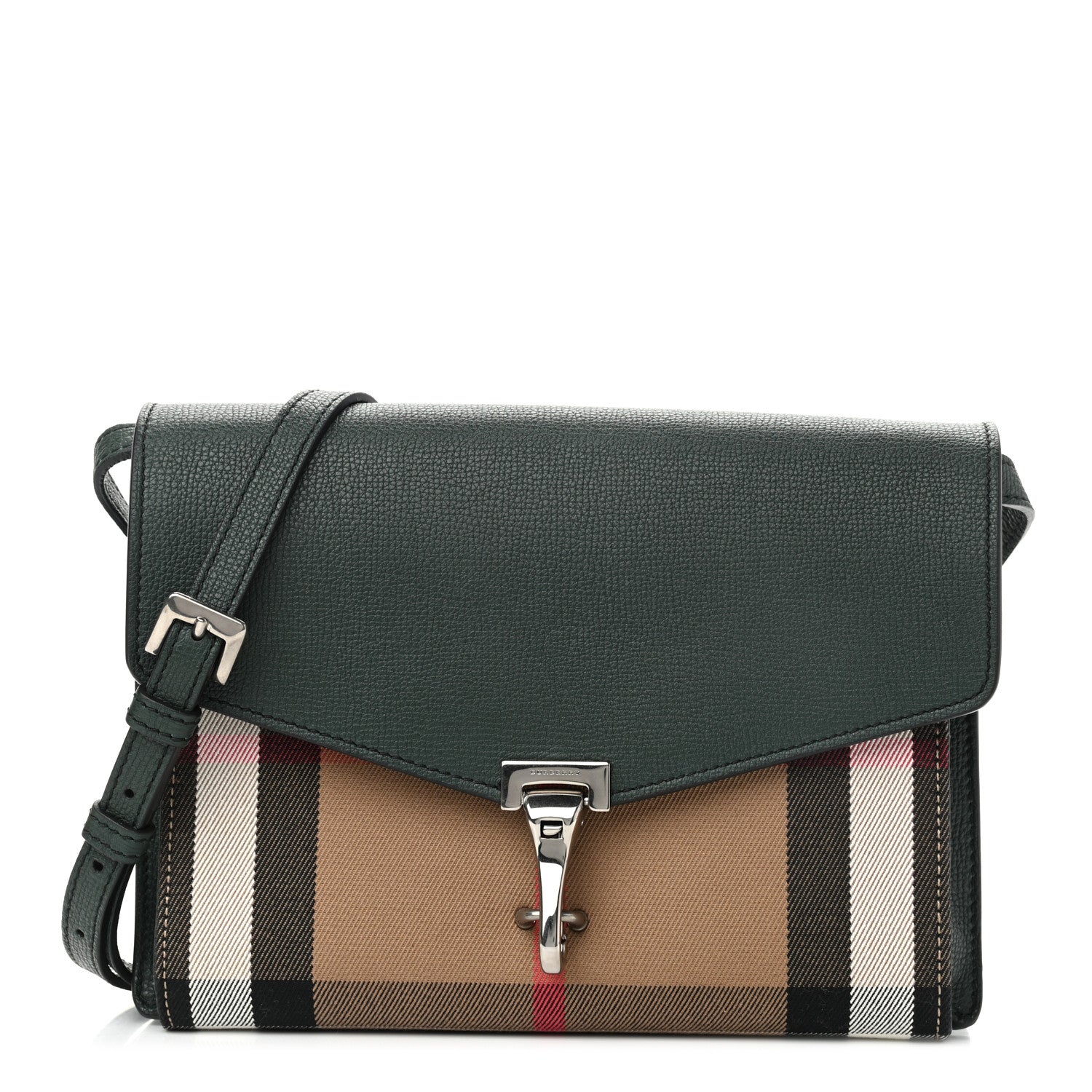 Burberry Derby Calfskin House Check Small Macken Crossbody Bag Dark Bottle Green 1 of 10