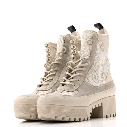 Louis Vuitton Suede Calfskin Jacquard Since 1854 Laureate Platform Desert Boots 37.5 Beige 4 of 15