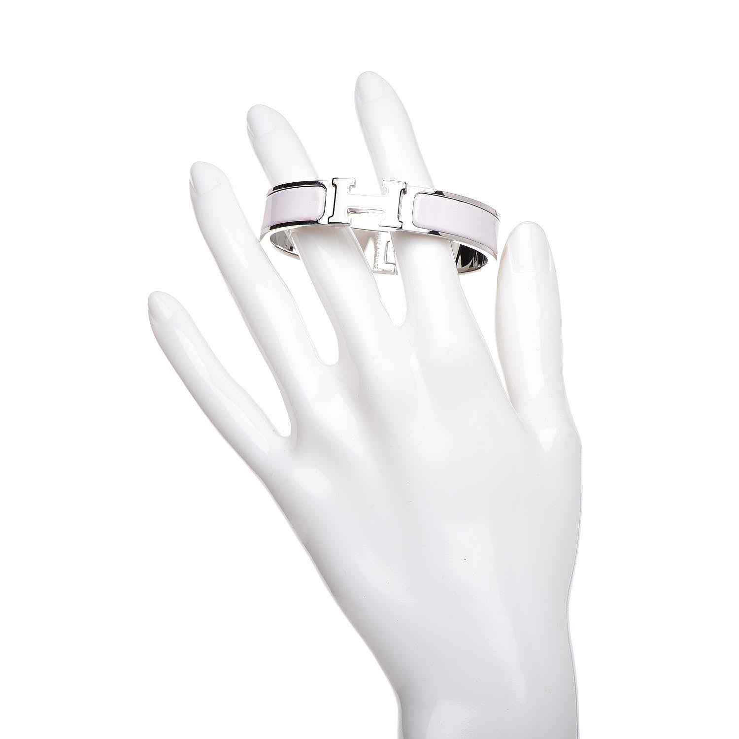 Hermes Enamel Narrow Clic Clac H Bracelet PM Rose Nymph White 2 of 6