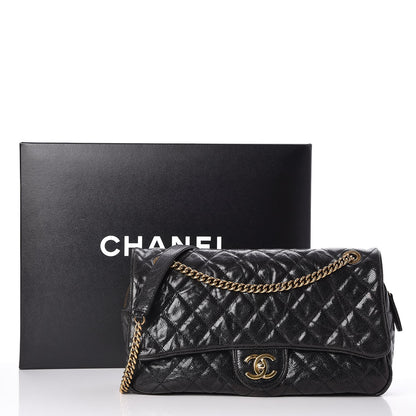 Chanel Crumpled Grained Calfskin Quilted Large Shiva Flap Black 8 of 8