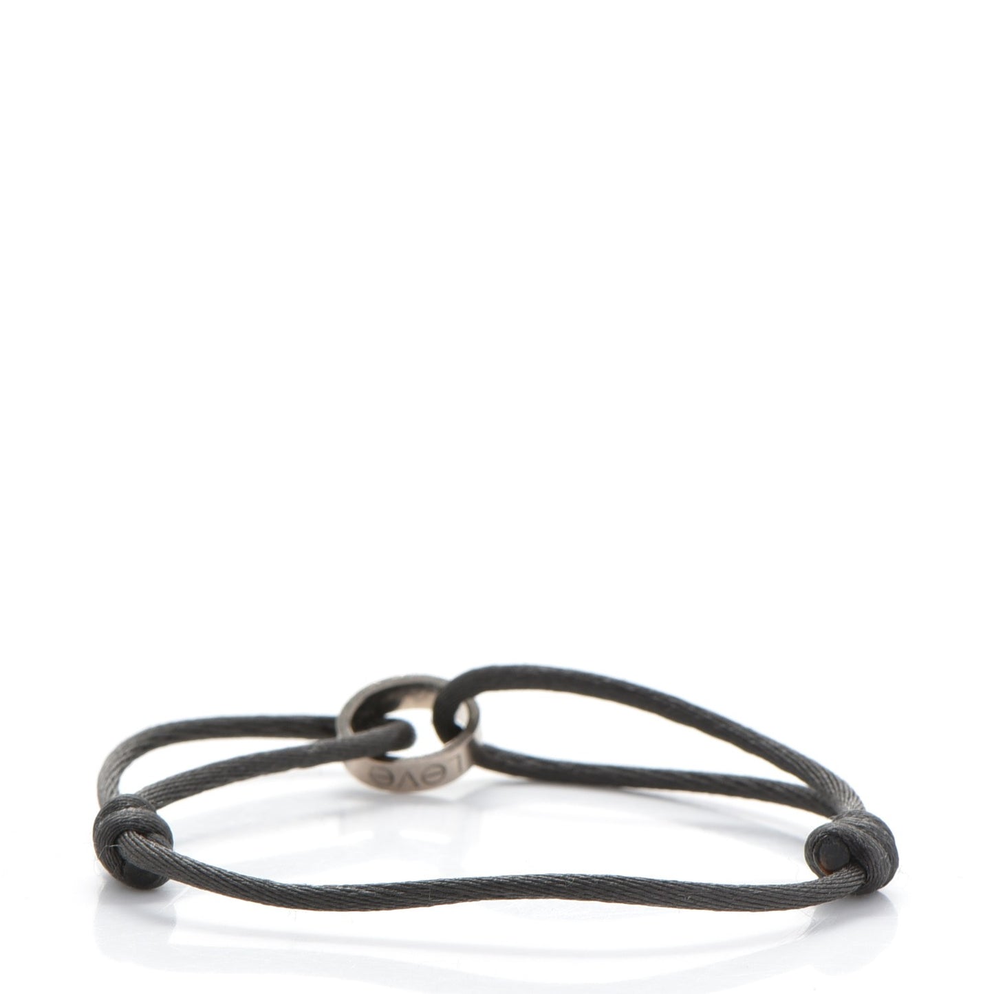 18K White Gold Charity LOVE Adjustable Cord Bracelet Black
