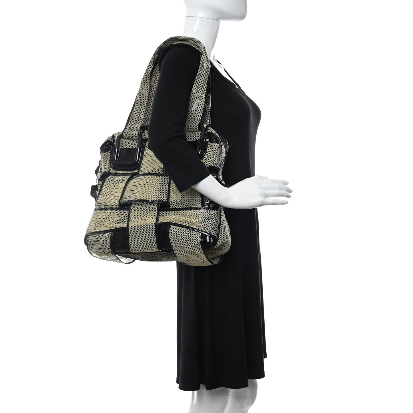 Patent Mesh Crossword Grande Bag Black