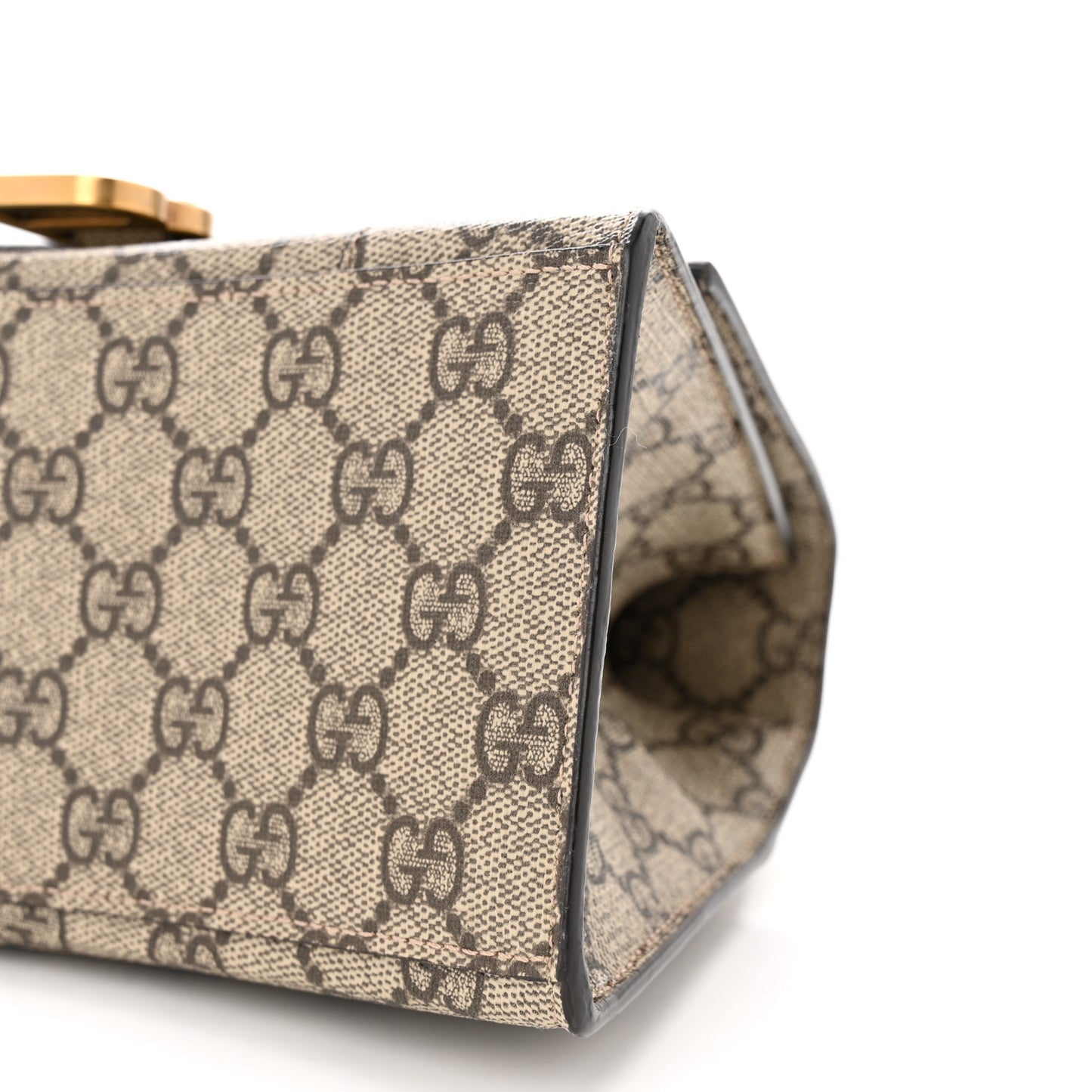 X GUCCI GG Supreme Monogram Small Hourglass Top Handle Bag Beige Ebony