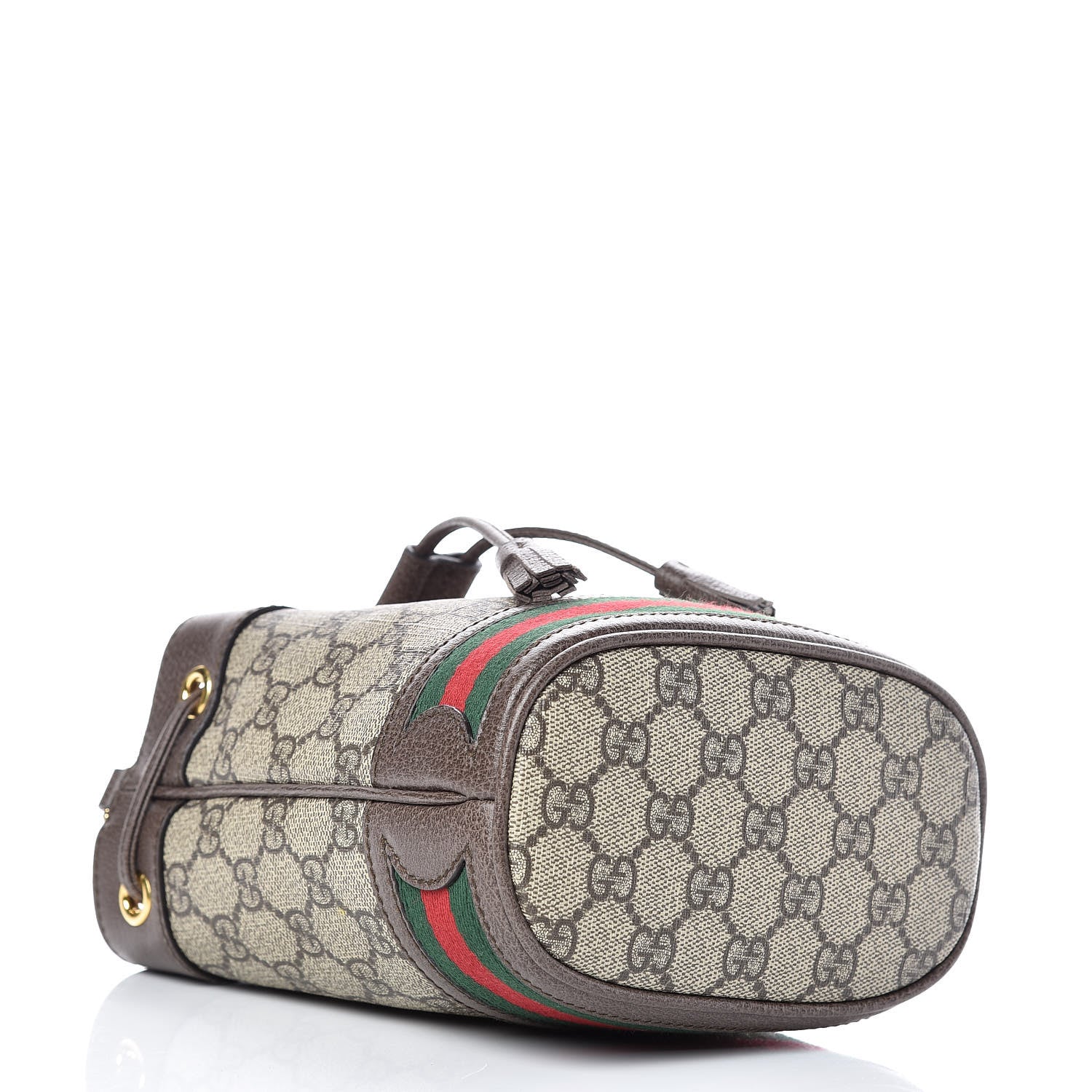 Gucci GG Supreme Monogram Web Mini Ophidia Bucket Bag Brown 4 of 11
