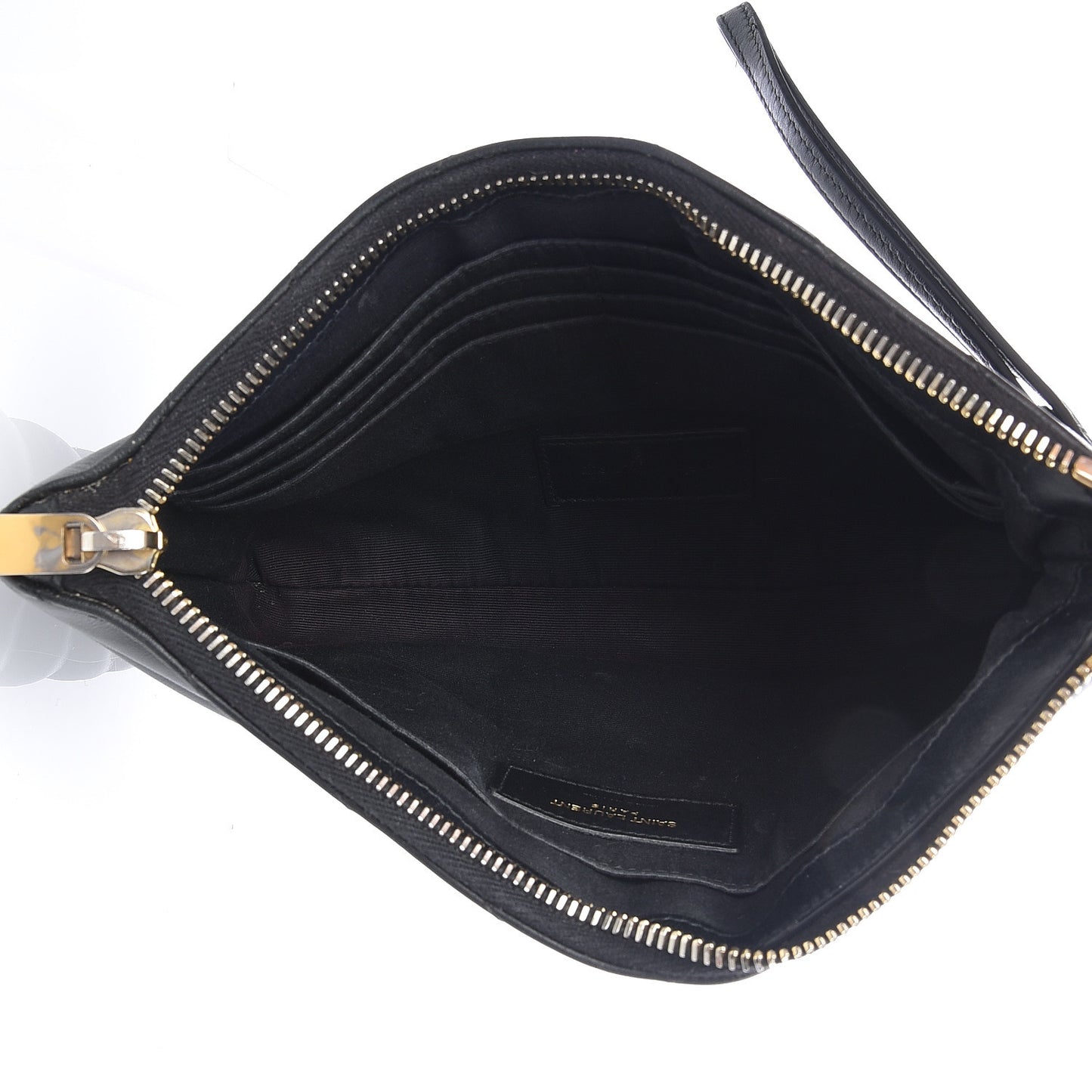 Calfskin Matelasse Chevron Monogram A5 Wristlet Black