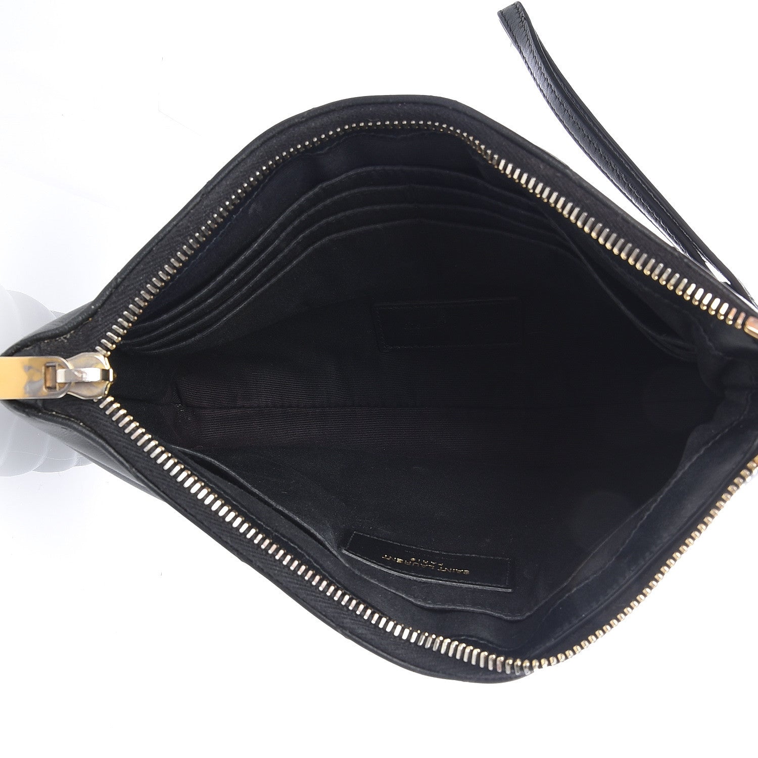 Saint Laurent Calfskin Matelasse Chevron Monogram A5 Wristlet Black 5 of 9