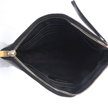Saint Laurent Calfskin Matelasse Chevron Monogram A5 Wristlet Black 5 of 9