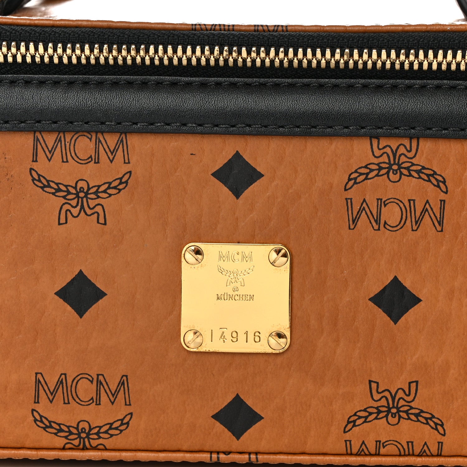 MCM Visetos Vanity Case Cognac Black 8 of 10
