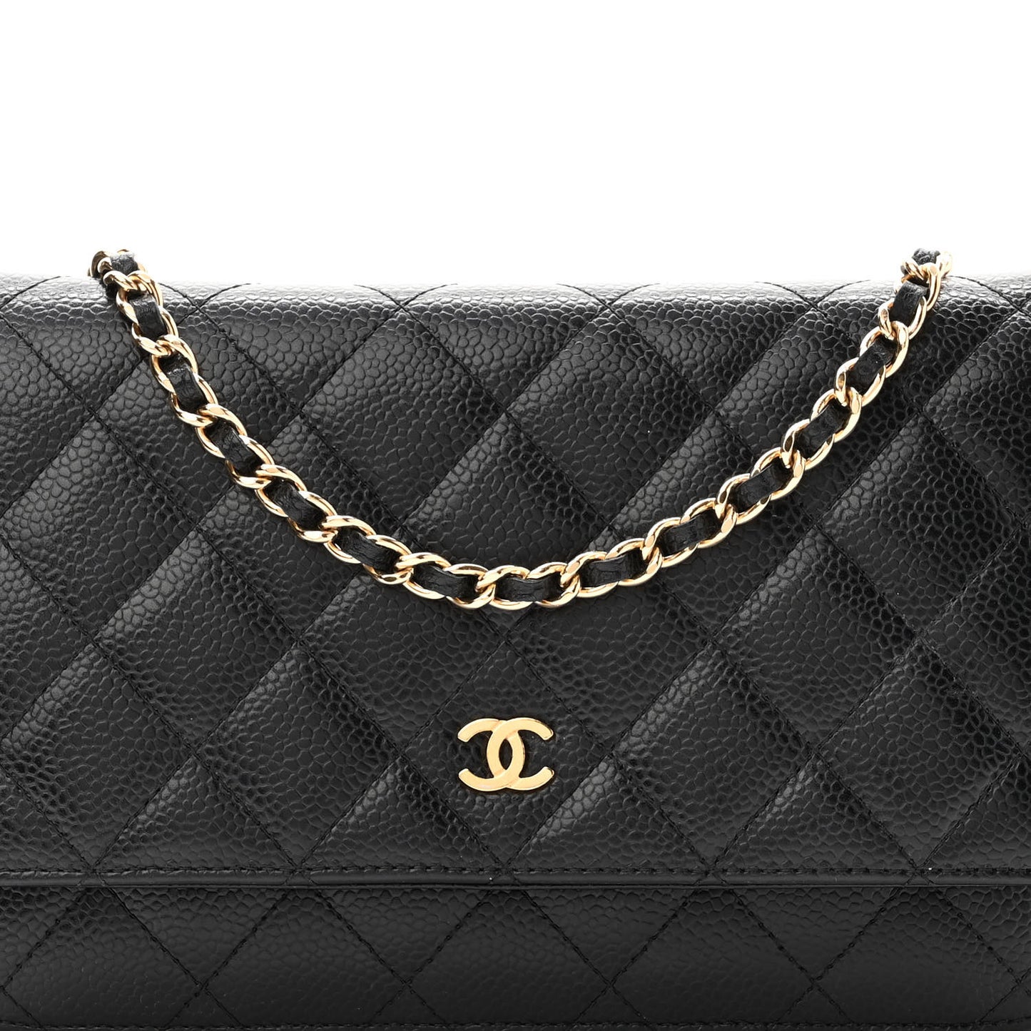 Caviar Quilted Wallet On Chain WOC Black