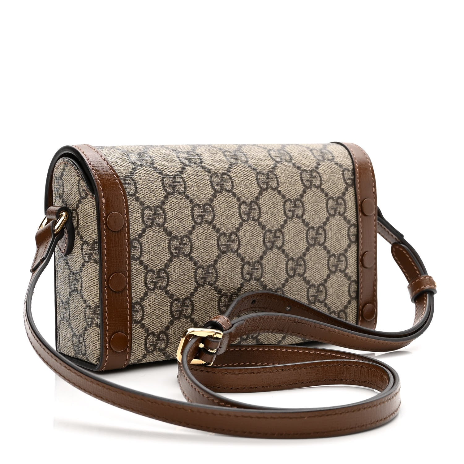 Gucci GG Supreme Monogram Mini Horsebit 1955 Shoulder Bag Beige Brown Sugar 3 of 10