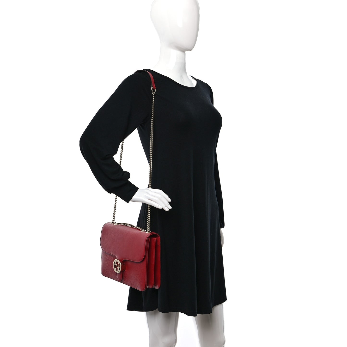 Dollar Calfskin Interlocking G Shoulder Bag Red