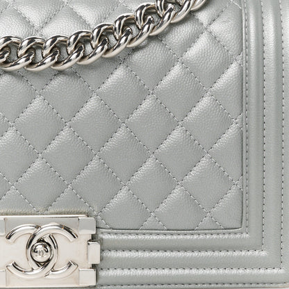 Chanel Metallic Caviar Quilted Medium Boy Flap Silver 8 of 11