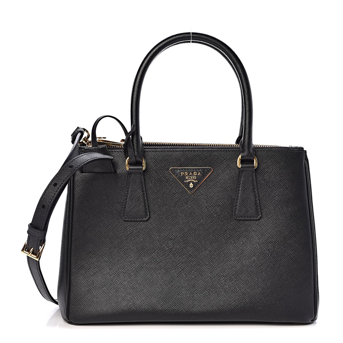 Saffiano Small Galleria Double Zip Tote Black