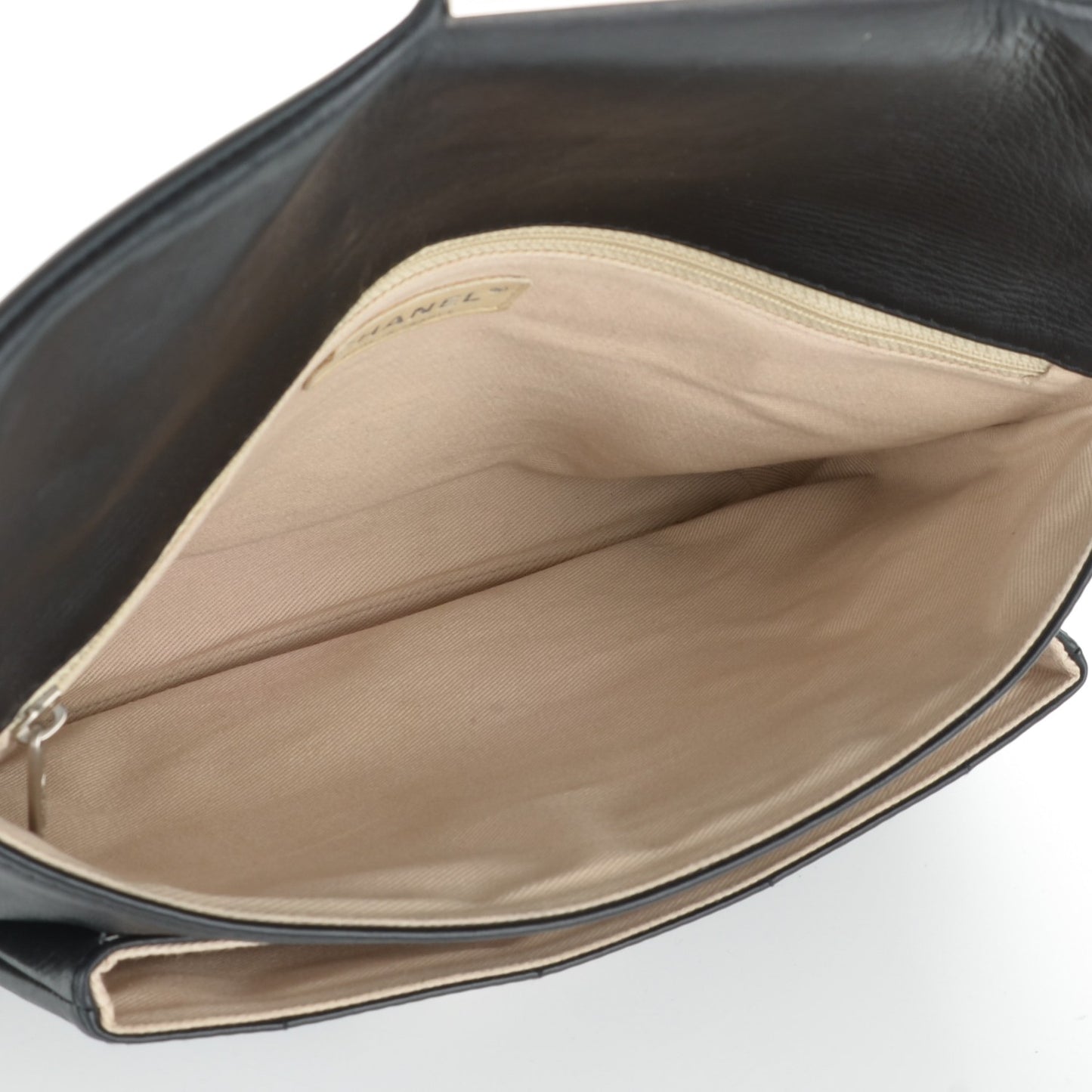 Calfskin Square Stitched Mademoiselle Shoulder Bag Black