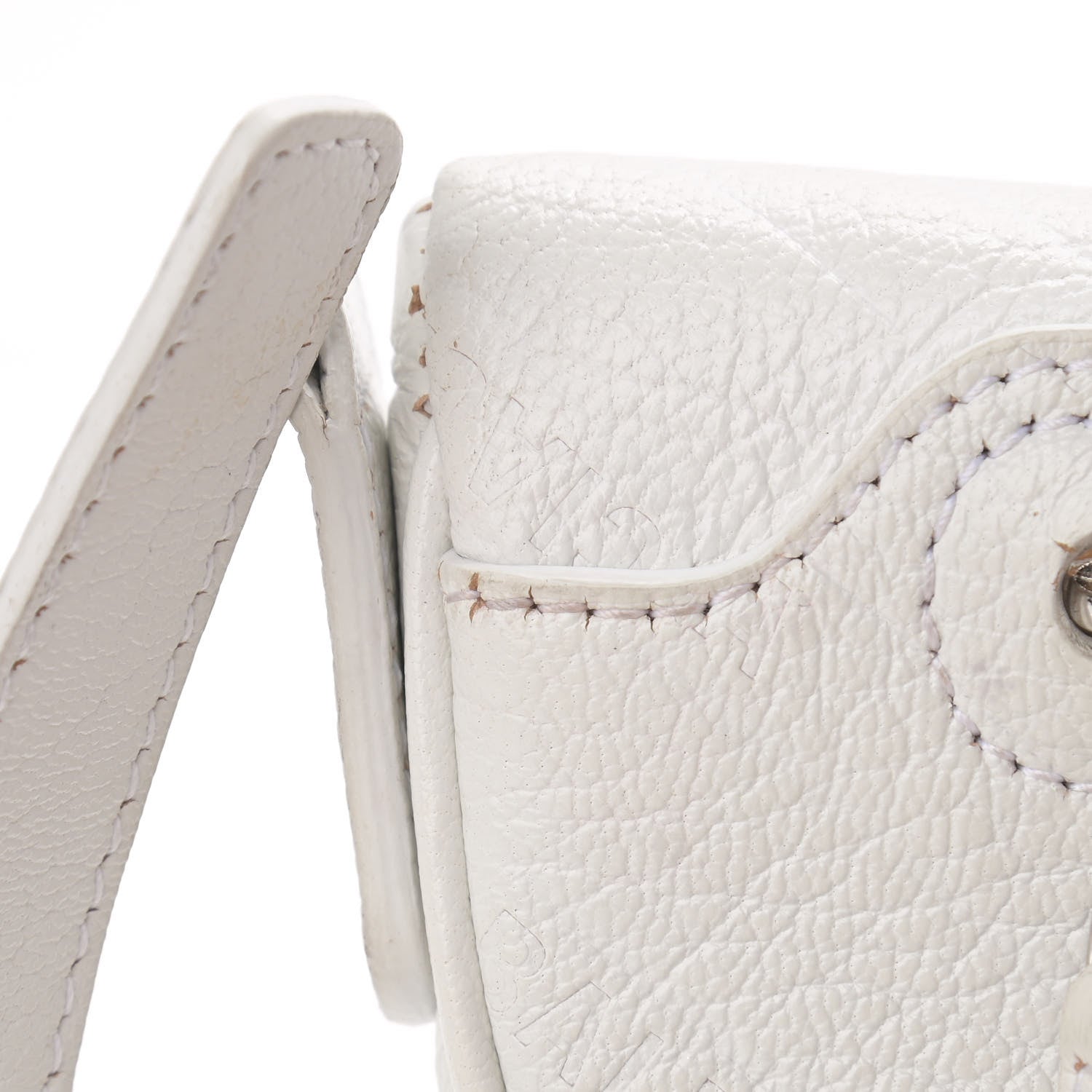 Balenciaga Shiny Goatskin Allover Logo Embossed XXS Souvenir Belt Bag White 13 of 18