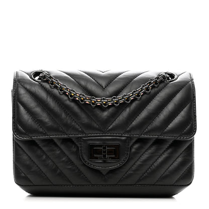 Chanel Aged Calfskin Chevron Quilted 2.55 Reissue Mini Flap So Black 1 of 10