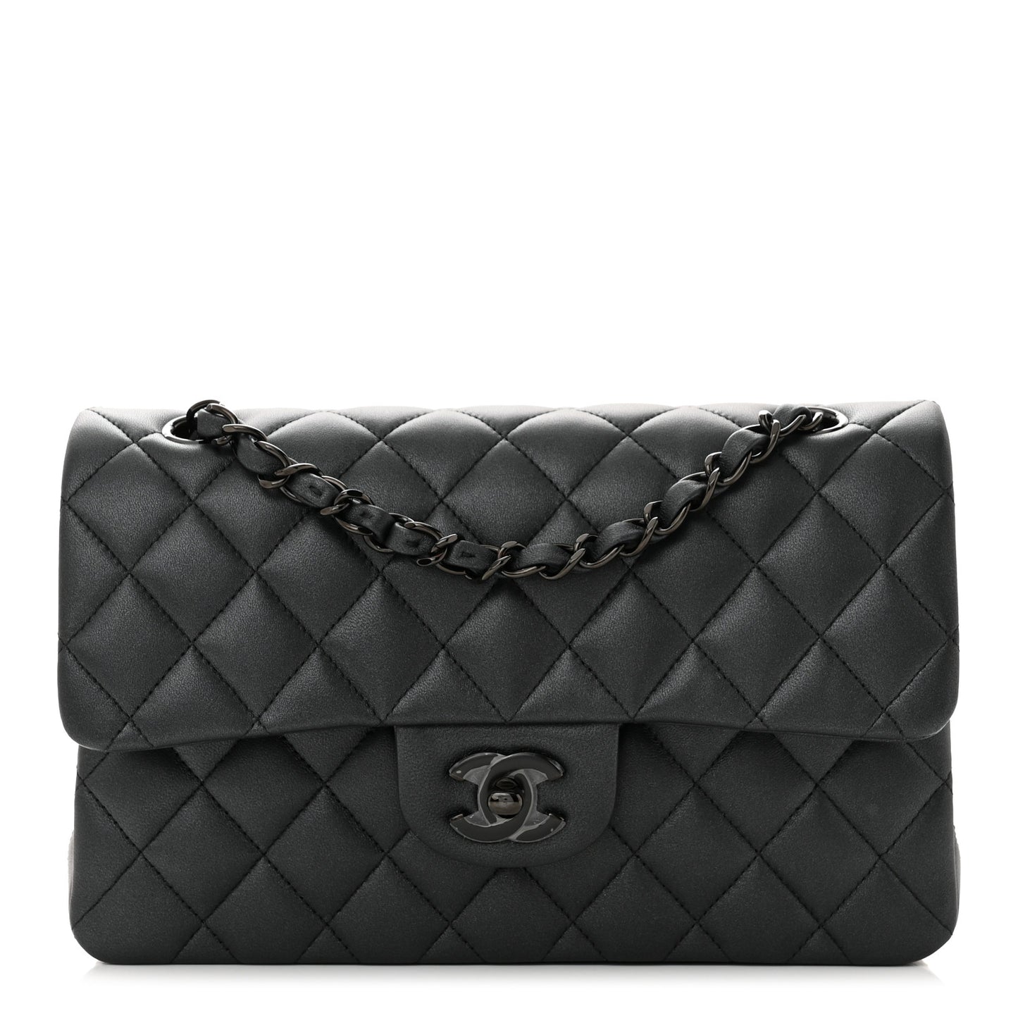 Lambskin Quilted Small Double Flap So Black