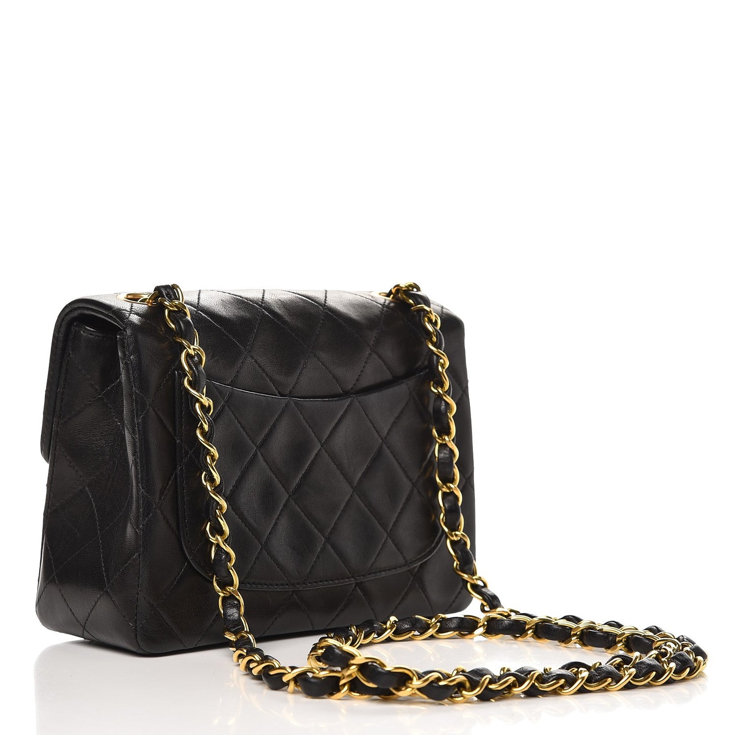 Lambskin Quilted Mini Square Flap Black