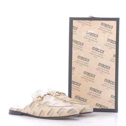 Gucci Calfskin Stamp Print Womens Princetown Slippers 37.5 Soy Black 20 of 20