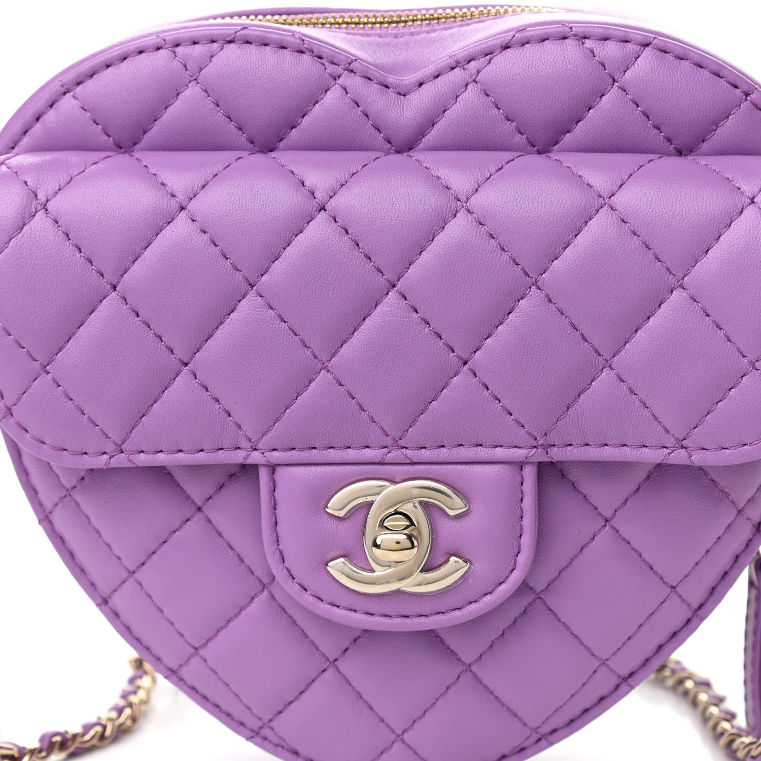 Chanel Lambskin Quilted CC In Love Heart Bag Purple 8 of 11