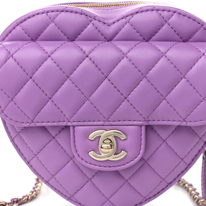 Chanel Lambskin Quilted CC In Love Heart Bag Purple 8 of 11