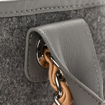 Chanel Wool Felt Calfskin Large Deauville Tote Grey Beige 18 of 22