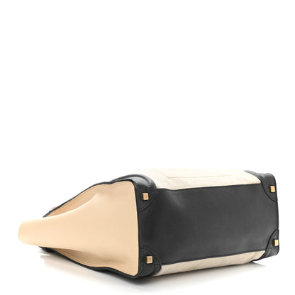 Celine Calfskin Linen Tri-Color Shoulder Luggage Beige 4 of 10