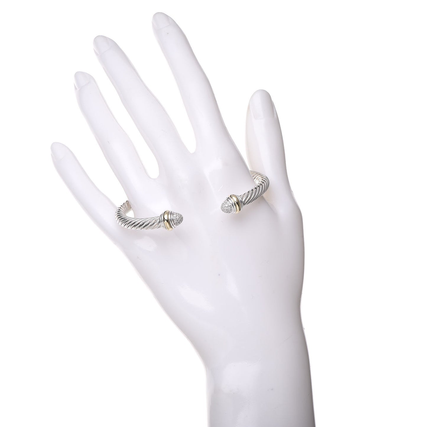 Sterling Silver 14K Yellow Gold Diamond 5mm Cable Classics Bracelet