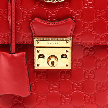 Gucci Guccissima Signature Padlock Backpack Hibiscus Red 14 of 19