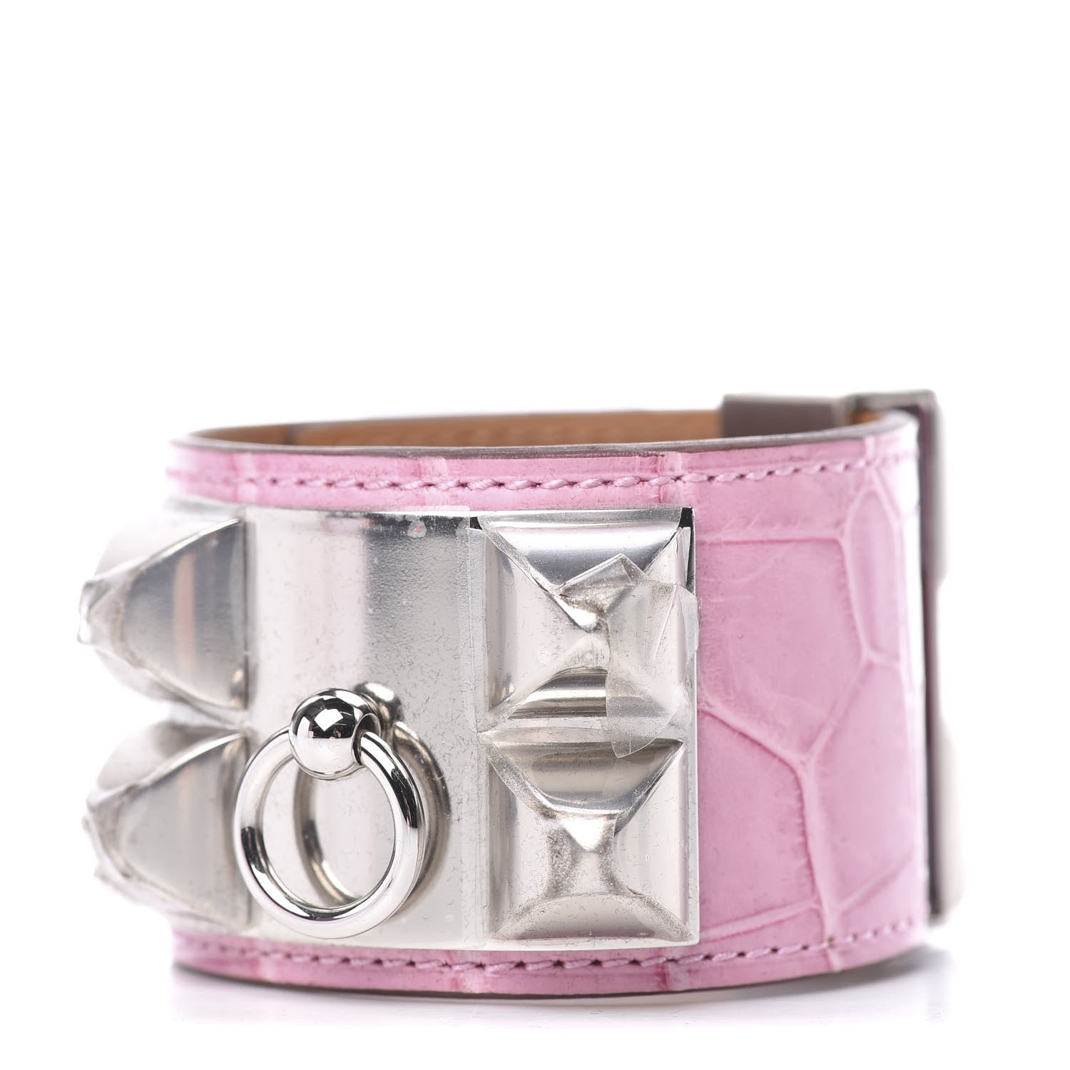 Hermes Matte Alligator Collier De Chien CDC Bracelet T2 5P Pink 1 of 6