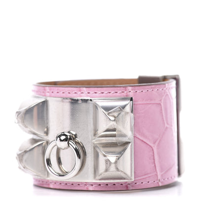 Hermes Matte Alligator Collier De Chien CDC Bracelet T2 5P Pink 1 of 6