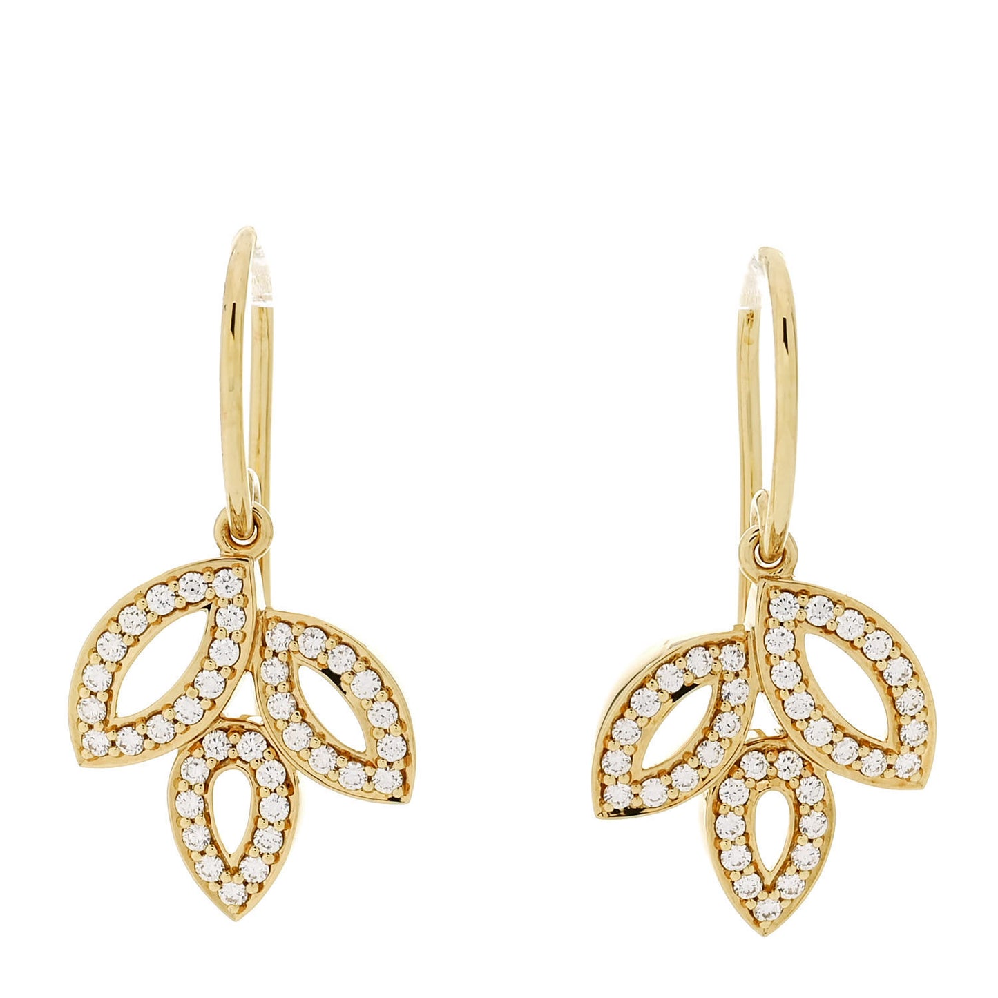 18K Yellow Gold Diamond Small Lily Cluster Earrings