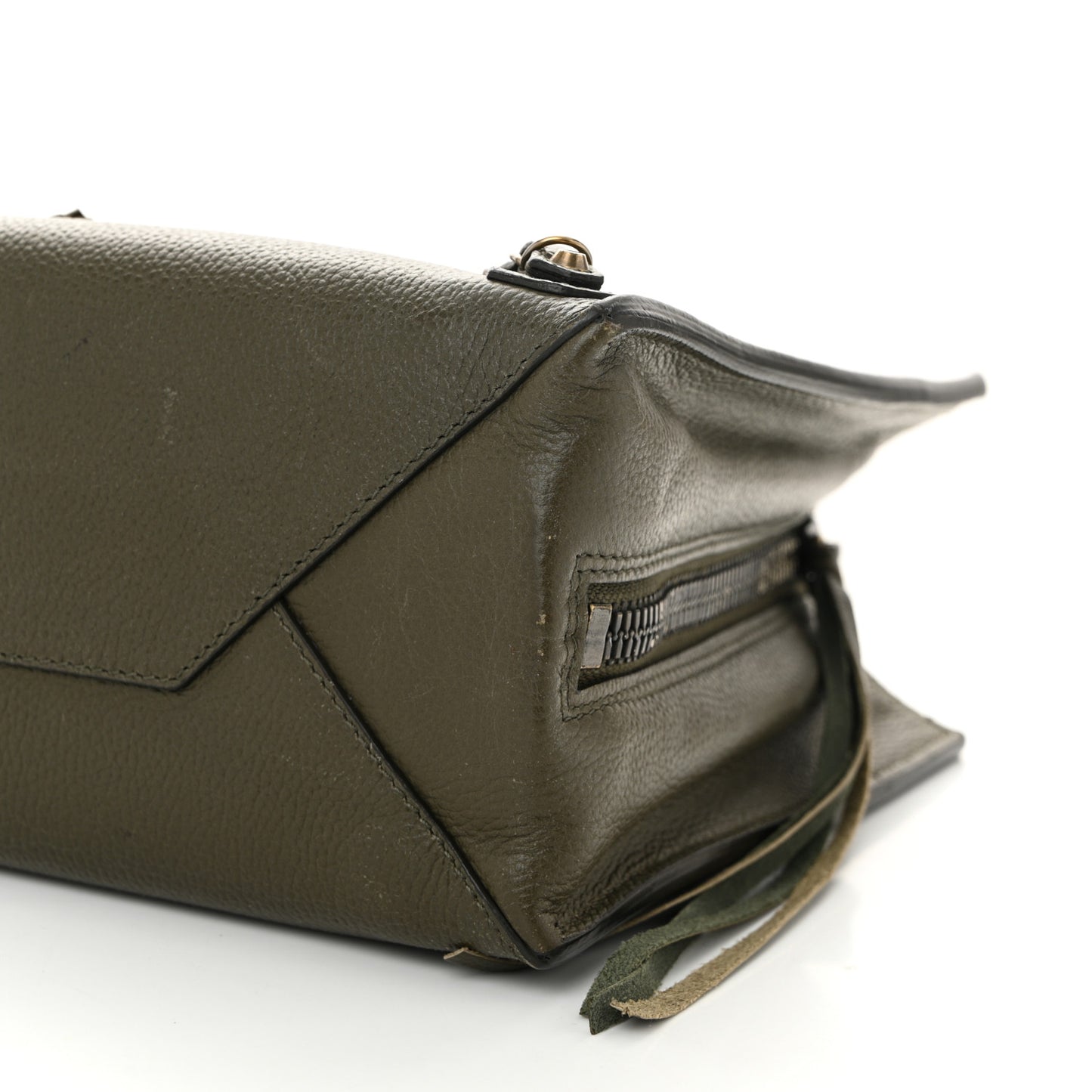 Veau Papier A6 Zip Around Tote Vert Kaki Orange