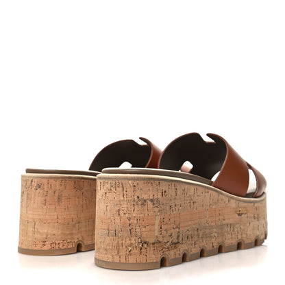 Hermes Calfskin Cork Eze 30 Sandals 37 Marron Glaise 4 of 8