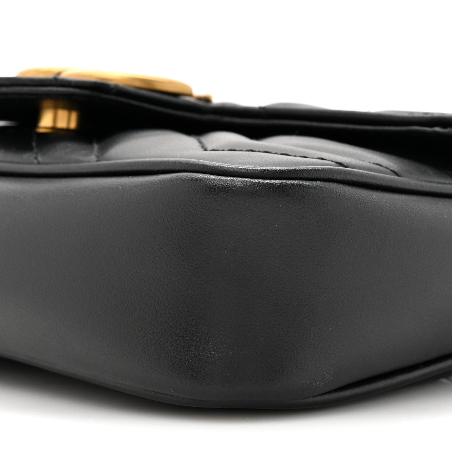 Gucci Calfskin Matelasse Super Mini GG Marmont Shoulder Bag Black 9 of 11