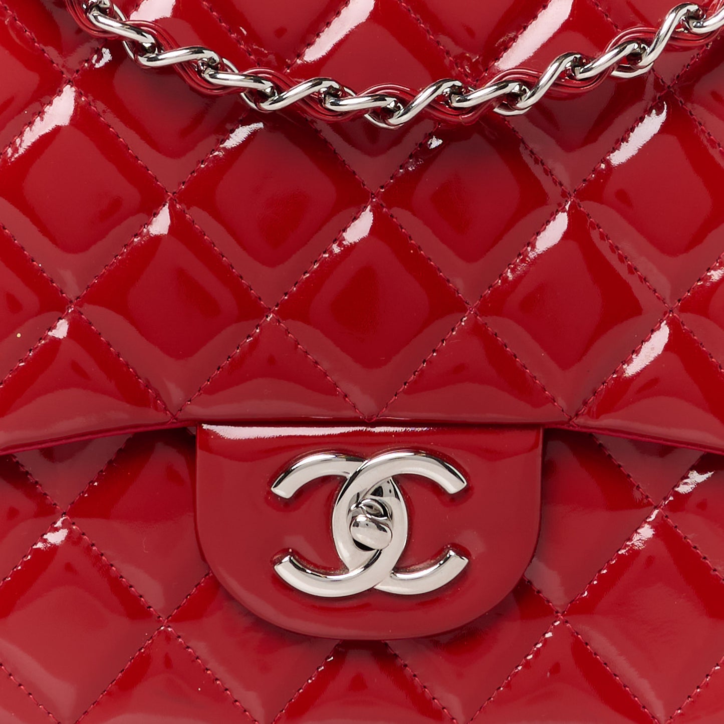 Patent Quilted Maxi Double Flap Red