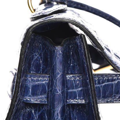 Hermes Shiny Niloticus Crocodile Kelly Sellier 32 Bleu Saphir 22 of 32