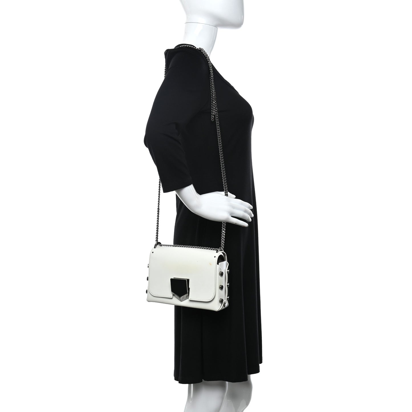 Smooth Calfskin Lockett Petite Shoulder Bag White