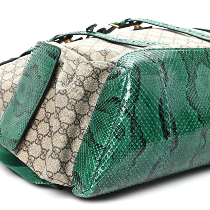 Gucci GG Supreme Monogram Snakeskin Ophidia Double Buckle Backpack Brown Green 9 of 10