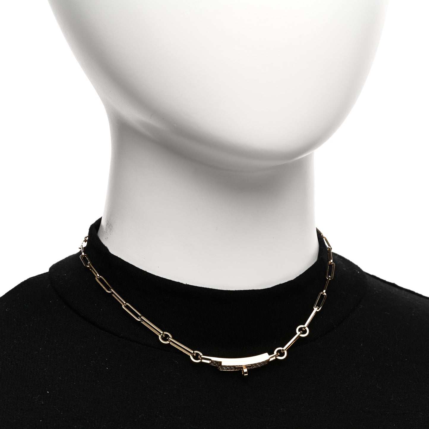 18K Yellow Gold Diamond Pave Kelly Chaine Choker Necklace
