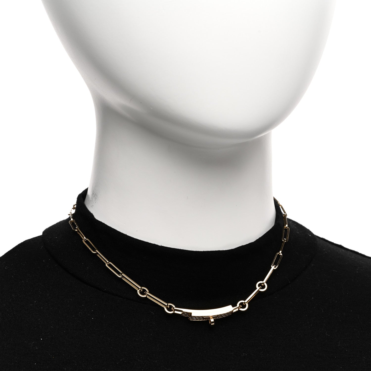 Hermes 18K Yellow Gold Diamond Pave Kelly Chaine Choker Necklace 2 of 6