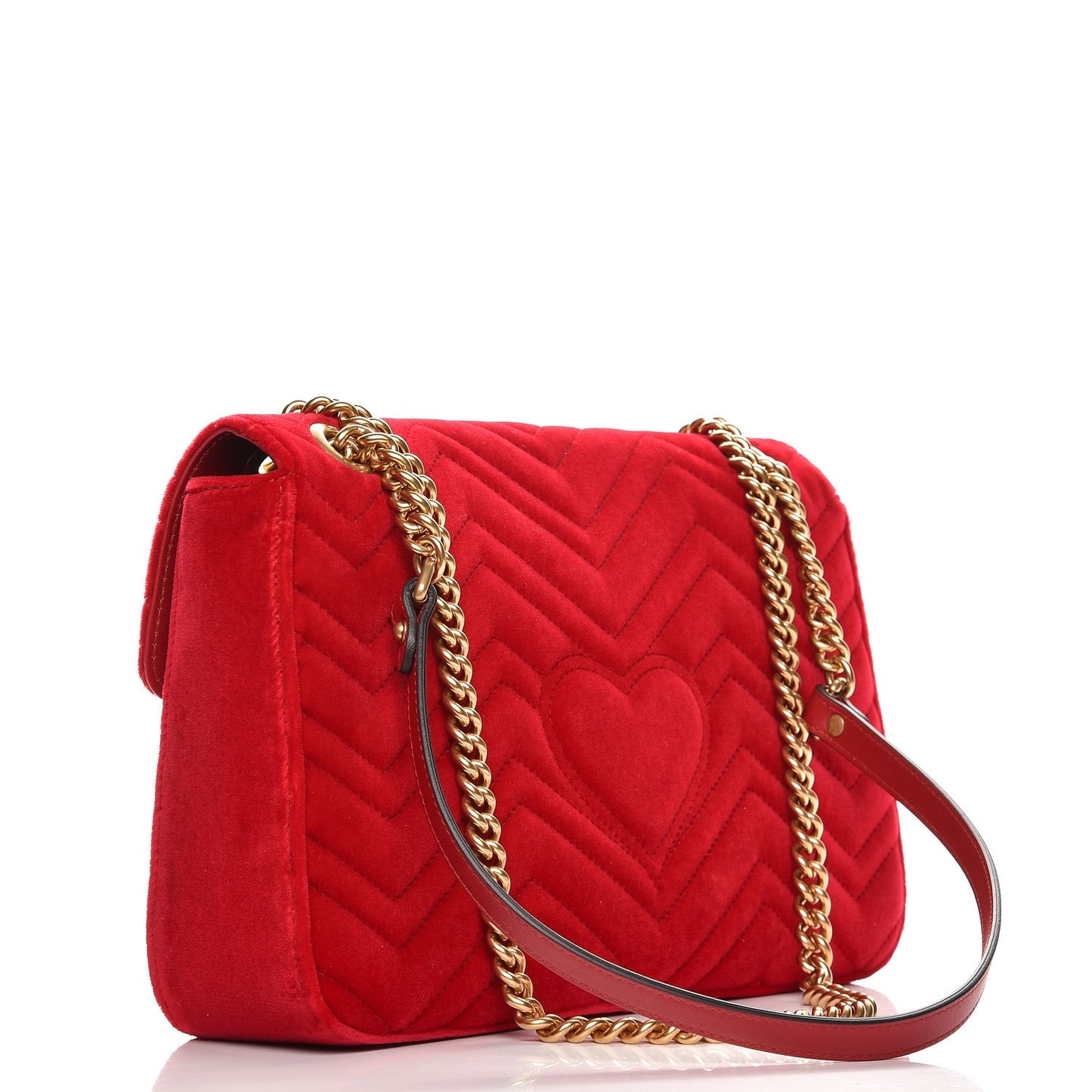 Velvet Matelasse Medium GG Marmont Shoulder Bag Hibiscus Red