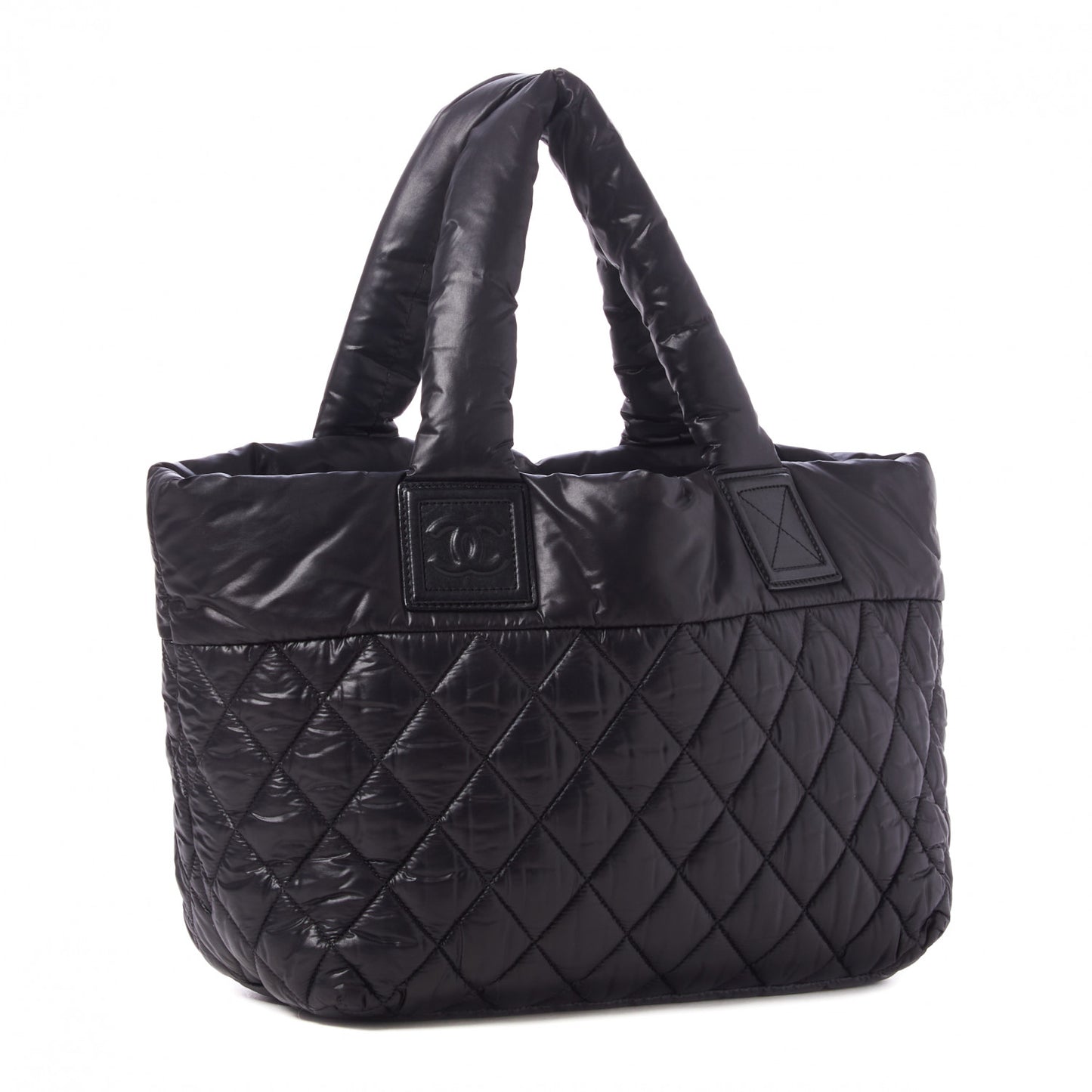Nylon Quilted Small Coco Cocoon Tote Black