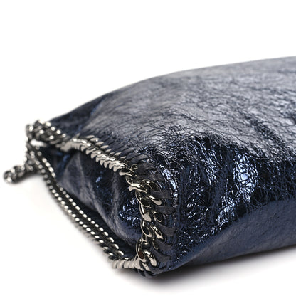 Stella McCartney Metallic Crackle Falabella Fold Over Tote Navy 9 of 10