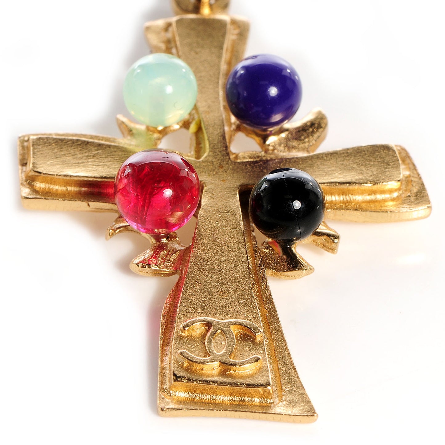 Resin Cross CC Dangle Earrings Gold Multicolor