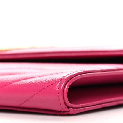 Saint Laurent Grain De Poudre Matelasse Chevron Monogram Envelope Clutch Fuxia Couture 10 of 11