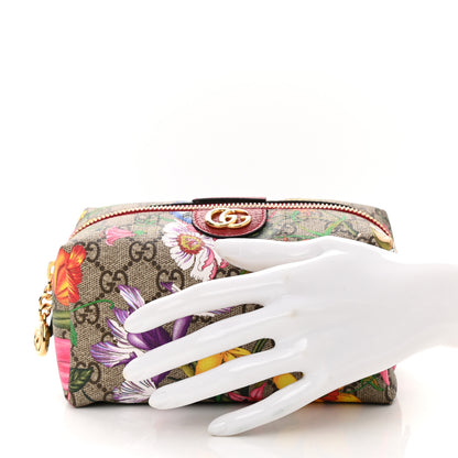 Gucci Soft GG Supreme Monogram Flora Calfskin Medium Ophidia Cosmetic Case Beige Ebony Multicolor Rosso 2 of 8