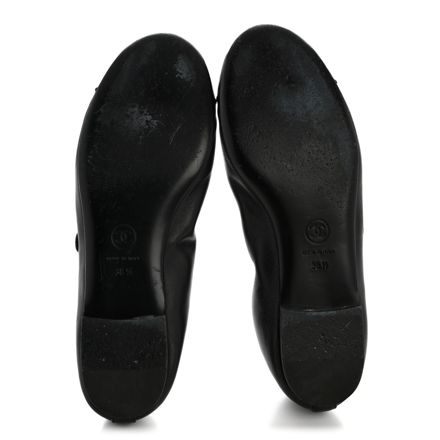 Lambskin Cap Toe CC Mary Jane Flats 36.5 Black